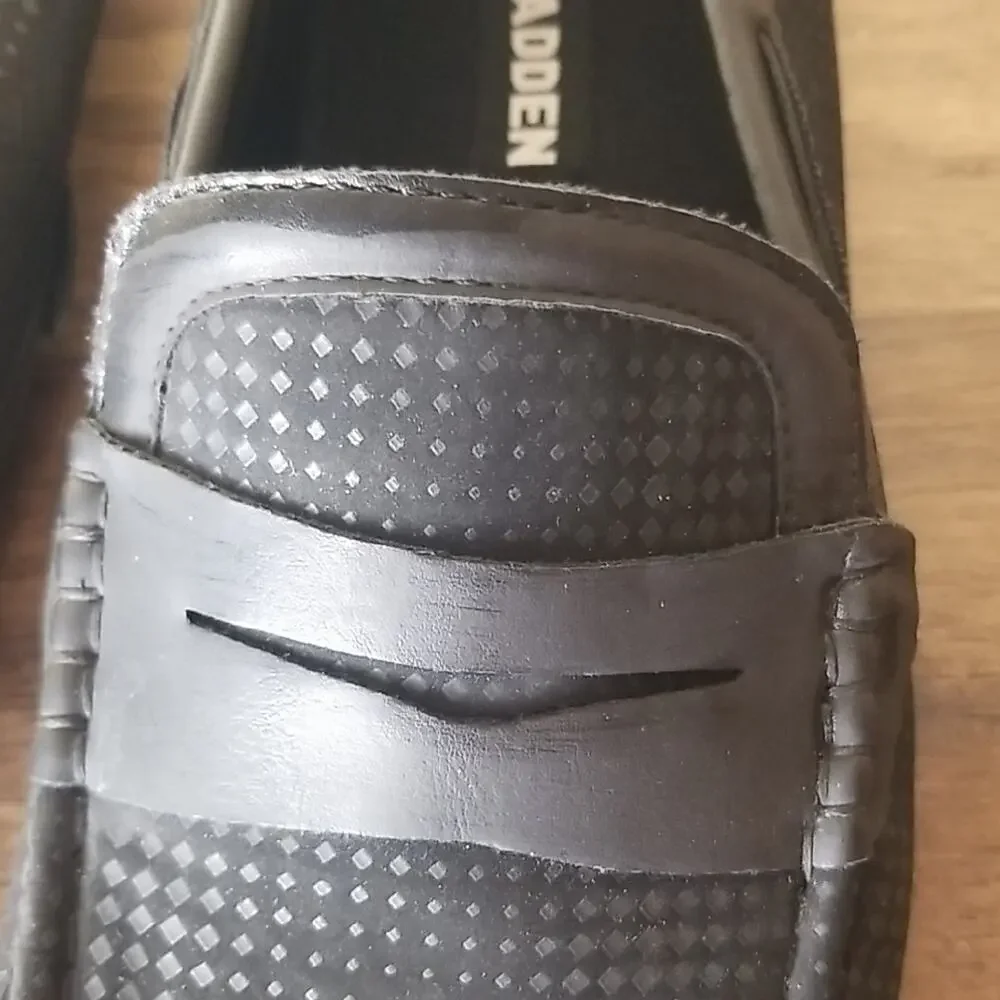 MADDEN Men's Black/Silver Diamond Suede Leather Driving Mocs Loafers Shoes SZ 13